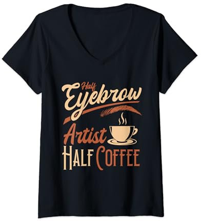 Damen Microblade Technician Brauenpinsel, Stift, Augenbrauenkünstler T-Shirt mit V-Ausschnitt