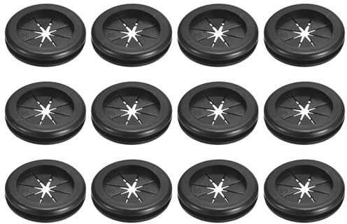 sourcing map 12Pcs Rubber Grommets 1-1/14(32mm) ID 1-3/8(35mm) Drill Hole Double Sided Firewall Hole Plugs Round Electrical Wiring Gasket, Black