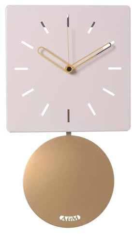 Arti & Mestieri Grace - Orologio a pendolo da Parete di Design 100% Made in Italy - in Ferro, 43,5 x 24 cm (Gelso e oro laccato)