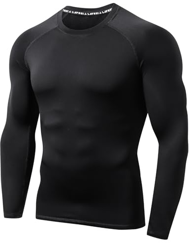 LAFROI Maglia Termico Protettiva da Uomo, a Maniche Lunghe, a compressione-MJSY01C Black Size MD