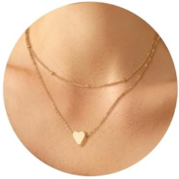 ALEXCRAFT 14K Vergoldete Halskette Doppel Layered Silber Ketten für Damen