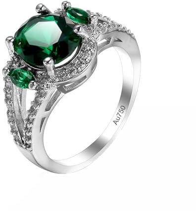KnSam Echtgold Schmuck Freundschaftsringe Weißgold 18 Karat 750, Peridot Klassisch Hochzeitsring Grün, 18K Gold Partnerringe mit Moissanit, Gr.54 (17.2)