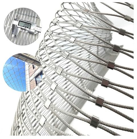 DTVEW 304 Edelstahl-Seilnetz, 10cm/2mm Sicherheitsnetz Stahlmetallgarten-Maschendraht-Filetarbeit, Pflanzenkletternetz, Robustes Hirschzaunnetz(1x2m)