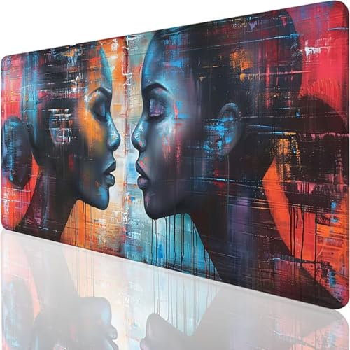 XXL Mauspad Gaming 1000x500x3mm - XXL Mousepad groß mit Motiv - Tischunterlage Large Size - Schreibtischunterlage Filz verbessert Präzision und Geschwindigkeit - auch für Schwarz Frau R-Z