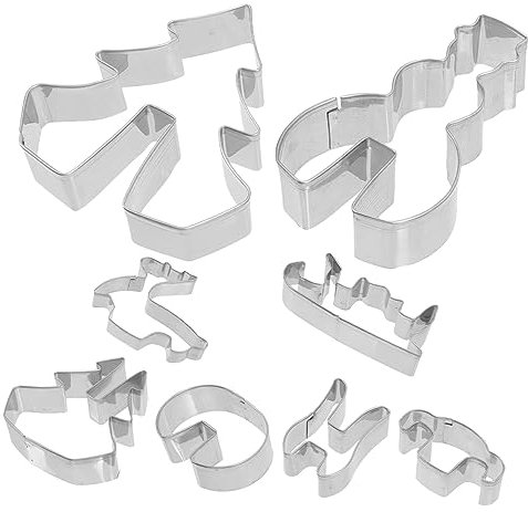 PRETYZOOM Adorable Biscuit Molds Xmas Cookie Cutters Set 8 Pcs Stainless Steel Reusable Cookie Cutters