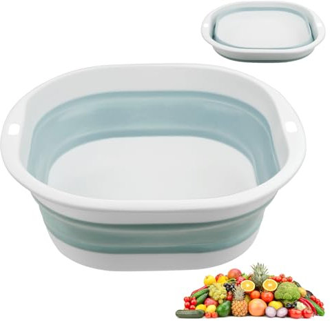 Flintronic Barreño Plegable, Lavabo Portátil, 5L Palangana Plegable Multifuncional Cuenco Plegable portátil Que Ahorra Espacio para Lavar Verduras, lavavajillas, Ropa Interior (Azul/Medio)