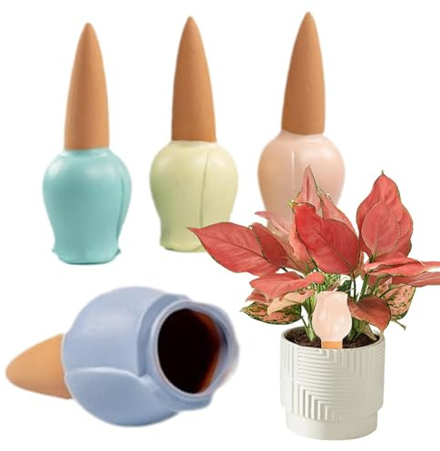 Lot de 4 arrosoirs automatiques en Terre Cuite en Forme de - Système d'irrigation pour en Argile Naturelle - pour Garder Les heureuses