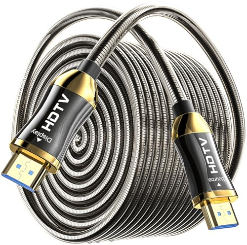 SMICEM 8K HDMI Glasfaserkabel3M,Stahlpanzerung Optisch HDMI 2.1 Kabel 48Gbps Ultra High Speed,In Wall CL3 Rated,AOC 8K@60Hz,4K@120Hz/144Hz Dynamic HDR eARC Dolby HDCP2.2 Kompatibel mit PS5,Xbox