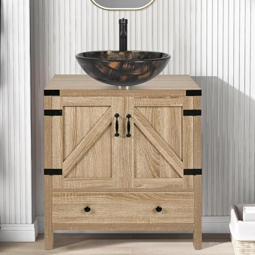 Meuble de salle de bain moderne de 70 cm avec lavabo en verre noir sur pied - Meuble élégant avec lavabo pour vestiaire