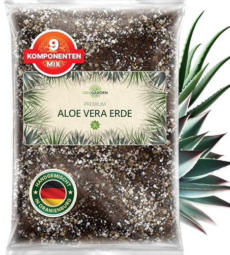 ORAGARDEN Aloe Vera Erde für Zimmerpflanzen und Garten - 3L Aloe Vera Substrat für Pflanzen, Palmen, Blumen Grünpflanzen - 9 Komponenten Grünpflanzenerde