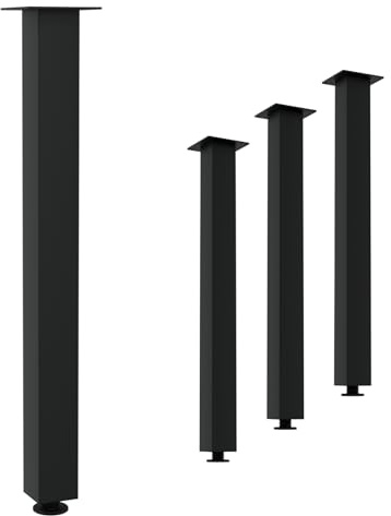 HAGO24 | Tischbeine 4er Set | höhenverstellbar | 90cm | 8x8cm | Couchtischbank | DIY Möbelfuß | Stahl | Schwarz | Schraubfüße | Montageplatte | 500kg