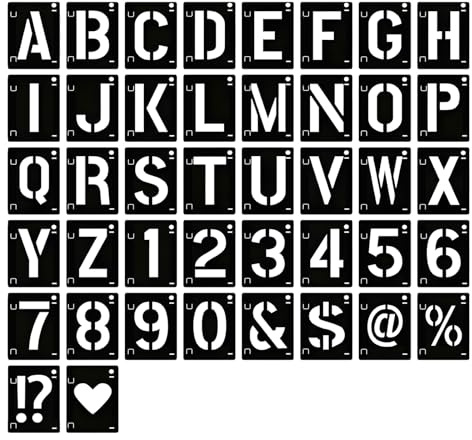 Letter Stencils and Number Stencils, 42 PCS Reusable Alphabet Plastic Stencil Interlockable for Painting on Wood, Wall, Fabric, Rock, Chalkboard (4-inch)