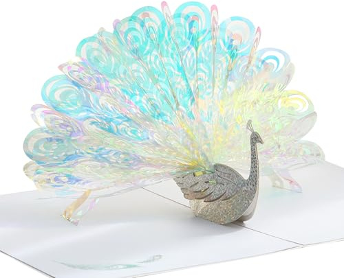 Proud Peacock Birthday Cards for Women, 3D Pop-Up Birthday Card Iridescent Peacock Pop Up Card with Envelope for Birthday, Wedding, Anniversary, Engagement