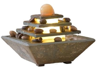 LICONG-2020 Fontana da Tavolo Fontanelle d'Acqua Corrente in Marmo e Ceramica quadrate, Piccole fontane d'Acqua Riciclata Fontana da Interno