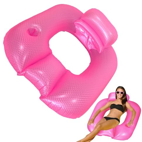 Schwimminseln Für Erwachsene,Bade Pool Liege mit Rückenlehne - Mit Getränkehalter Und Armlehnen Für Pool, Fluss, See,