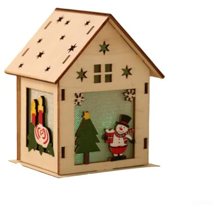 Ornamento luminoso a LED in legno da appendere con personaggi natalizi natalizi Babbo Natale e pupazzo di neve per decorazioni natalizie