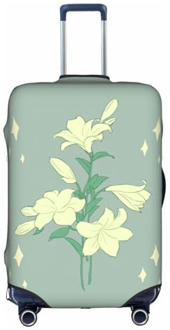 WXXWXD Housse de bagage imprimée lys blancs de dessin animé, double couture tout autour, matériau hautement élastique, adaptée pour les voyages et les voyages d'affaires