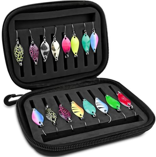 Set 16 Stück Forellenköder, Angelköder, Spoons Forelle, Blinker Angeln, Angelzubehör mit Aufbewahrungsbox, Forellen Angeln Spoon Set, Kunstköder, für Hecht Zander Barsch und Forelle