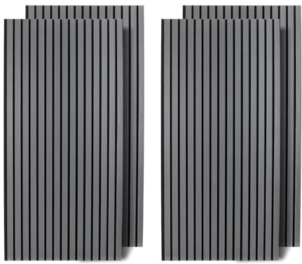 Eikuavons Lot de 4 panneaux acoustiques, revêtement mural, décoration murale intérieure, 120 x 60 cm, 2,1 cm d'épaisseur, panneaux muraux en feutre et fond, gris, pour la décoration de différents murs