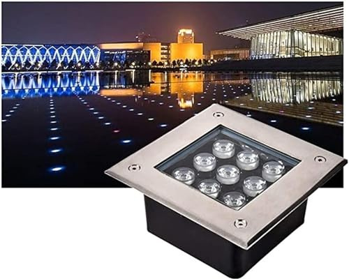 GUODDM Foco LED For Exterior - Lámpara De Jardín Cuadrada Empotrada, Luz De Suelo, Montaje Empotrado, IP65, For Jardines, Escaleras E Iluminación Arquitectónica(Red,9W(12V))
