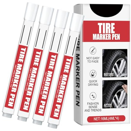 UncleS 4 Piezas Marcador De Etiquetado Neumáticos Automotrices Pensos Punta Precisa Pintura Blanca Resistente A Los Rasguños para Marcador Bicicleta Automóviles para Todos Los Vehículos