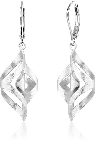ALEXCRAFT Lange Gold Silber Ohrringe Hängend Verdreht Gebürstete Ohrringe | Silber 925 Ohrringe Hängend Lange Gebürstete Verdreht Ohrhänger Mode Groß Twisted Tropfenohrringe Boho Schmuck Damen Frauen