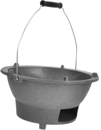 GALPADA Réchaud à Charbon de Bois en Fonte Grosse Taille pour Barbecue Extérieur, Poêle à Charbon Portable Grille Intérieure et Poignée, pour Grillades et Chauffage en Plein Air