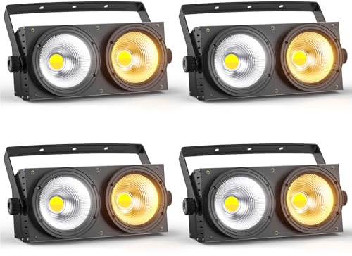 Erreyht 4PCS COB 200W Par LED, Blinder Luci Accecatori LED Bianco Freddo/Caldo Luce di Scena Faretto Effetti Illuminazione, Luci da Palco per Discoteca Matrimonio Bar Feste Pubblico