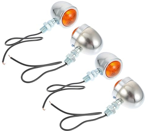Cabilock Luces Intermitentes Metálicas Retro para Motocicleta 4 Piezas Plateadas de 12v Accesorios de Iluminación Compatibles para Alta Visibilidad y Señalización Segura