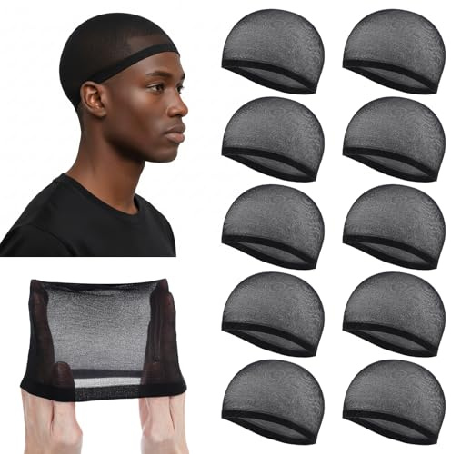 10Pcs Wave Caps, Stocking Wave Cap for Men Stretchy Wig Cap for Women, Lightweight Beanie for Quick Waves Hairnet for Men & Women, Comfortable Fit, Black