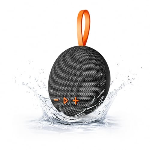 wowtravel Mini Portable Bluetooth Speaker BT5.3 IPX6 Waterproof Magnetic Base 6W Bass Boost Stereo TWS Pairing Fabric Mesh Outdoor Travel Wireless Speaker with Silicone Handle