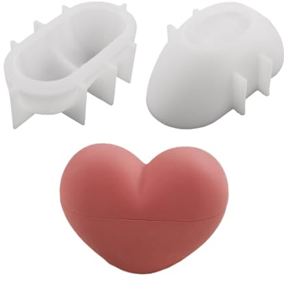 Stampi in resina epossidica, a forma di cuore, in silicone flessibile, facile rilascio, durevole, strumento artigianale a forma di cuore, per realizzare candele, gesso, fai da te, bomboniere, Natale
