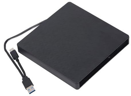 Jiawu Unità DVD Esterna, Box Esterno USB 3.0 Tipo C, unità Ottica CD/DVD/BD, Sottile 12,7 Mm, velocità di Trasferimento Fino a 5 Gbps per Laptop, Desktop, Wins 7, 8.1, 10, Vista