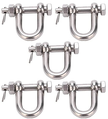 XTUJGJKV 5Pcs D Ring Anchor Shackle with Screw Pin, 304 Stainless Steel D - Shaped Shackle, Marine and Land Lifting Hardware with Safety Bolt for 100kg Load Capacity
