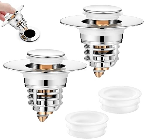 Diboniur Tappo Lavandino Bagno, 2 Pezzi Tappo bidet migliorato | Cestello Filtro Estraibile 32-41 mm, tappo lavandino cucina universale per vasca da bagno, cucina, lavabo