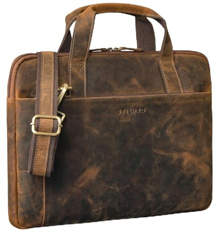 STILORD Cornelius Borsa Vintage Porta PC 15-16 Pollici Pelle Uomo Custodia Laptop Sottile Vera Pelle Borsa Documenti A4 per Laptop, Tablet con Fascia Trolley Colore:calais - marrone
