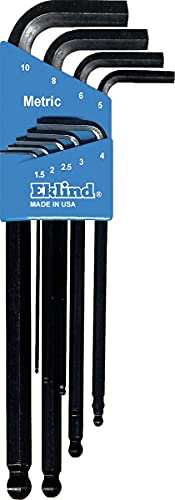Eklind 13609 Ball-Hex-L Key Allen Wrench - 9pc Set Metric MM Sizes 1.5-10 Long Series