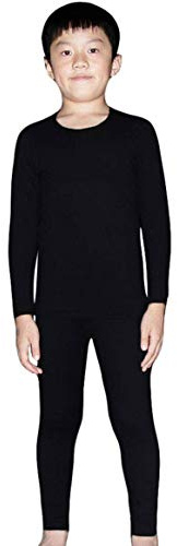 LANBAOSI Barn termiska underkläder set barn pojkar baslager Long Johns byxor och långärmad topp, Svart, 11-12 Years