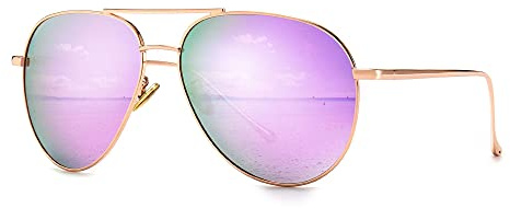 SUNGAIT Übergroße Sonnenbrille für Frauen Leichte Mode Sonnenbrille - Polarisierte Linse (Roségoldener Rahmen/Rosélila Verspiegelt Linse, 60)