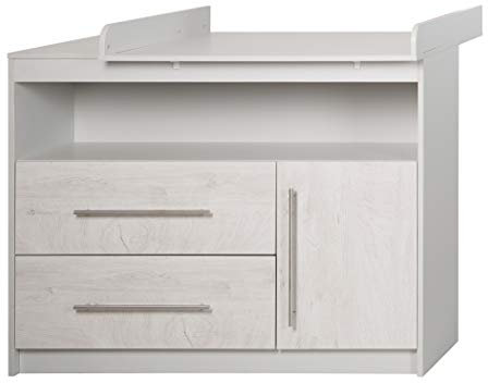 roba Wickelkommode mit Wickelansatz 'Maren 2', 1 Schublade, 1 Tür, 1 Fach, Lichtgrau/Weiß