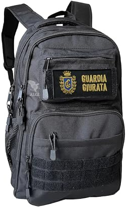 ALGI Zaino Tattico Xsmall con Molle 25 Litri Nero + patch GUARDIA GIURATA