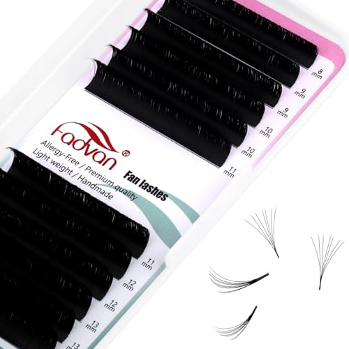 Extension Ciglia Easy Fan 0.07mm C Curl 8-14mm Misto 2D~20D Estensioni Ciglia Ciuffetti Volume Russo Seta Professionale FADVAN(0.07C, mix8-14mm) | Fake Lashes Extension Uso Professionale,2D~10D Effetto Naturale,Facili da Applicare