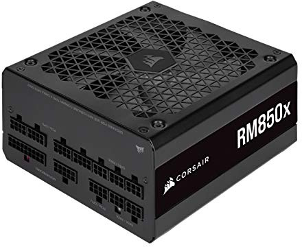 Corsair RM850x 80 PLUS Gold Fully Modular ATX 850 Watt Power Supply (135 Mm Magnetic Levitation Fan, Wide Compatibility, Reliabile Japanese Capacitors, Extremely Fast Wake-from-Sleep) UK - Black
