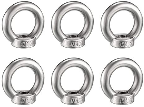 Keleily 6Pzi Golfare Femmina M12 Occhielli in Acciaio Inox Ghiere Bullone di Fissaggio Interno Filettato a Forma di Anello per Accessori di Sollevamento, Lucidatura Superficiale, Argento