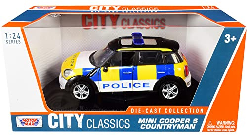 Motormax Mini Cooper S Countryman Polizeiauto City Classics Serie 1/24 Druckguss Modellauto 79751