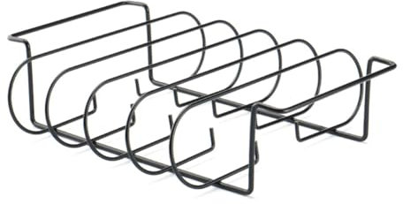 Yominerr Non-Stick-Edelstahl-Rippengestell zum Grillen, das 4 Rippengestelle für das Grillen Hält. Grillgestelle in Schwarz.
