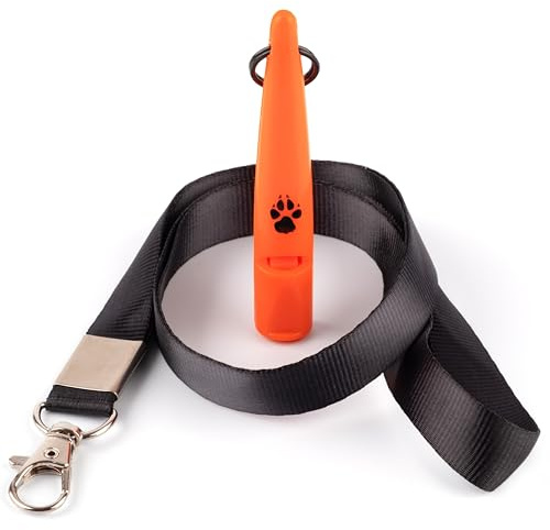 TDL Fischietto per cani con cordino usato per richiamo e addestramento di cani a lunga distanza buona frequenza per la maggior parte delle razze standard con lancio consistente forte (arancione)