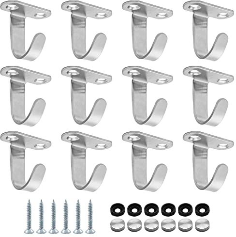 Auvotuis 12 Stück Schraubmontage Deckenhaken Edelstahl Unterregal Handtuchhaken Heavy Duty Kleiderhaken Aufhänger für Küche, Schrank, Badezimmer (gebürstetes Nickel)