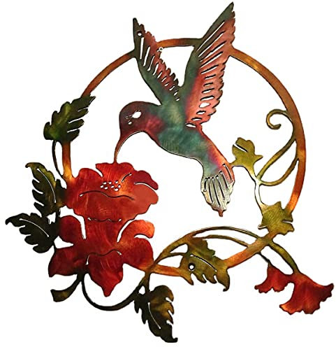 MEIYIFAN Metall Wanddeko,Wanddekoration Vögel Deko, Kolibri Tierische 3D Wandbilder,für Geschenk Geschenk Innen Außen Garten Haus Dekoration(31x32cm) (braun)