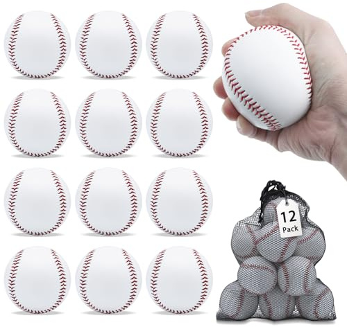 Magicorange Baseball, confezione da 12 palle da baseball da allenamento da baseball senza marcatura Soft lanci, battuta, campo, colpire, lancio